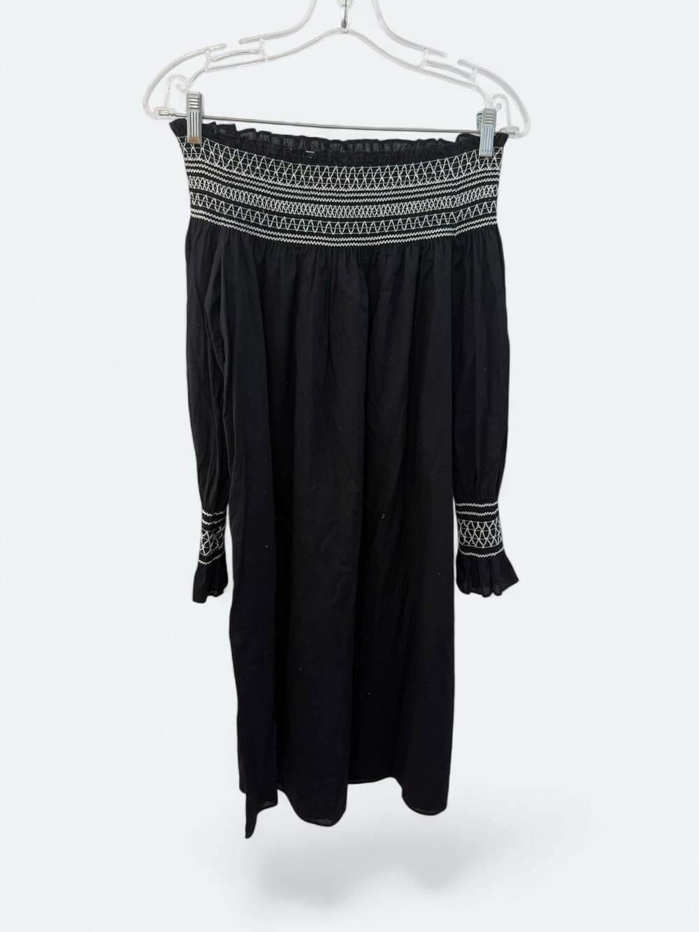 Maje Raffy Off-the-Shoulder Dress Size 2 Black Cotton - Picture 5 of 12